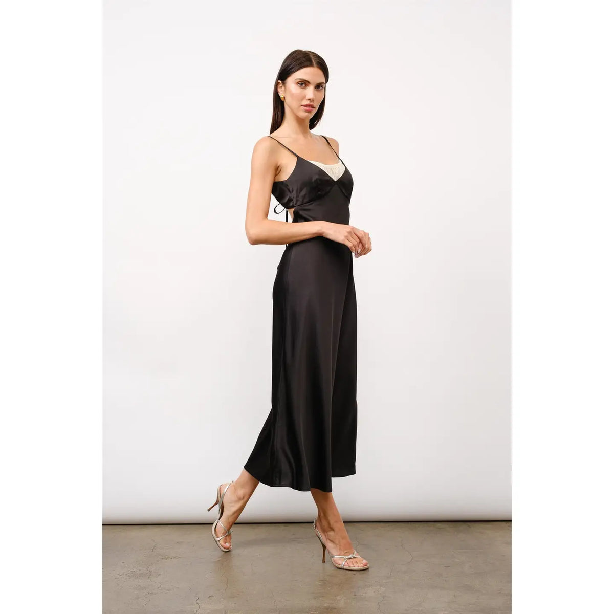 Ruby Lace Detailed Satin Maxi Dress