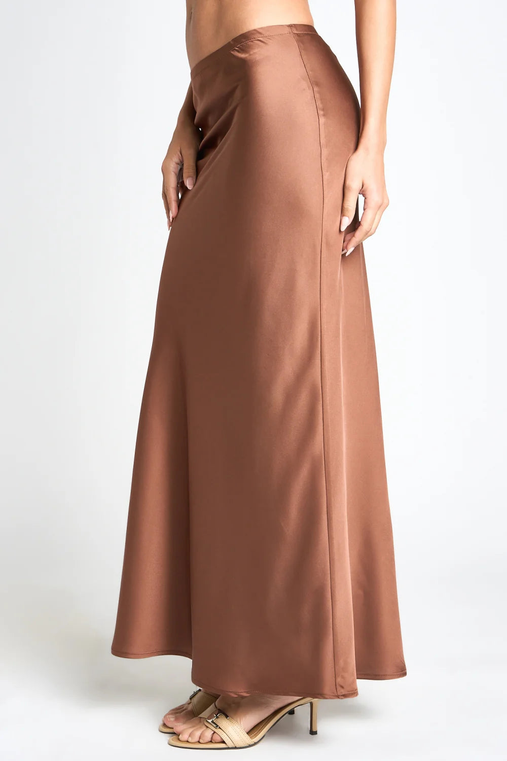 Satin Bias Pull On Maxi Skirt