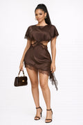 Brown Satin Dress