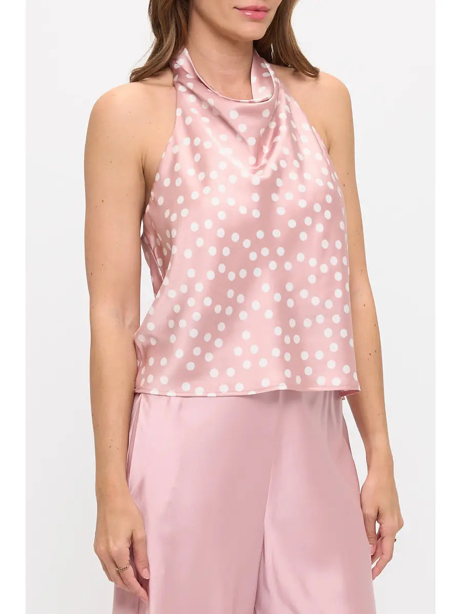 Satin Polka Dot Halter Top