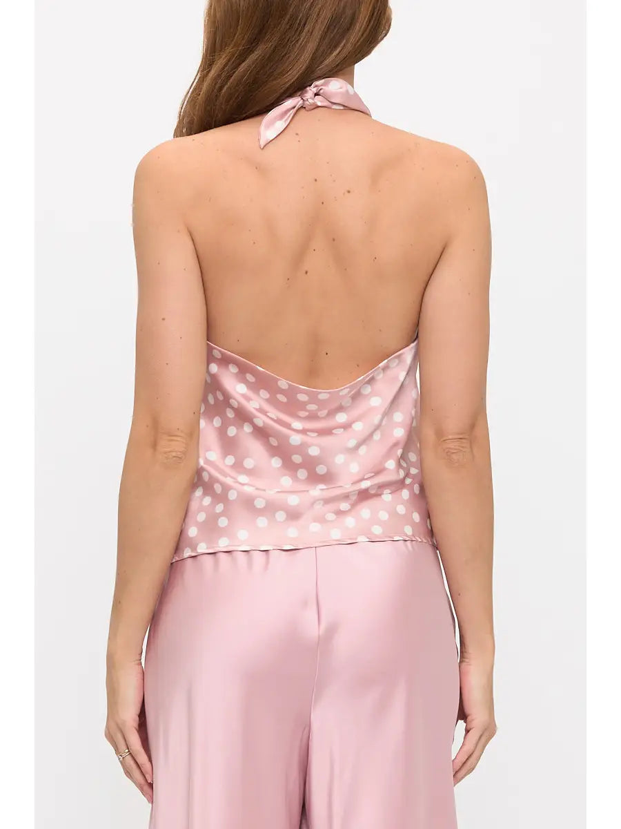 Satin Polka Dot Halter Top