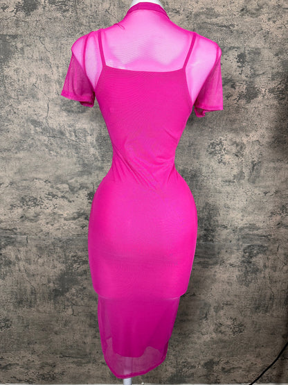 Fuchsia Mesh Dress
