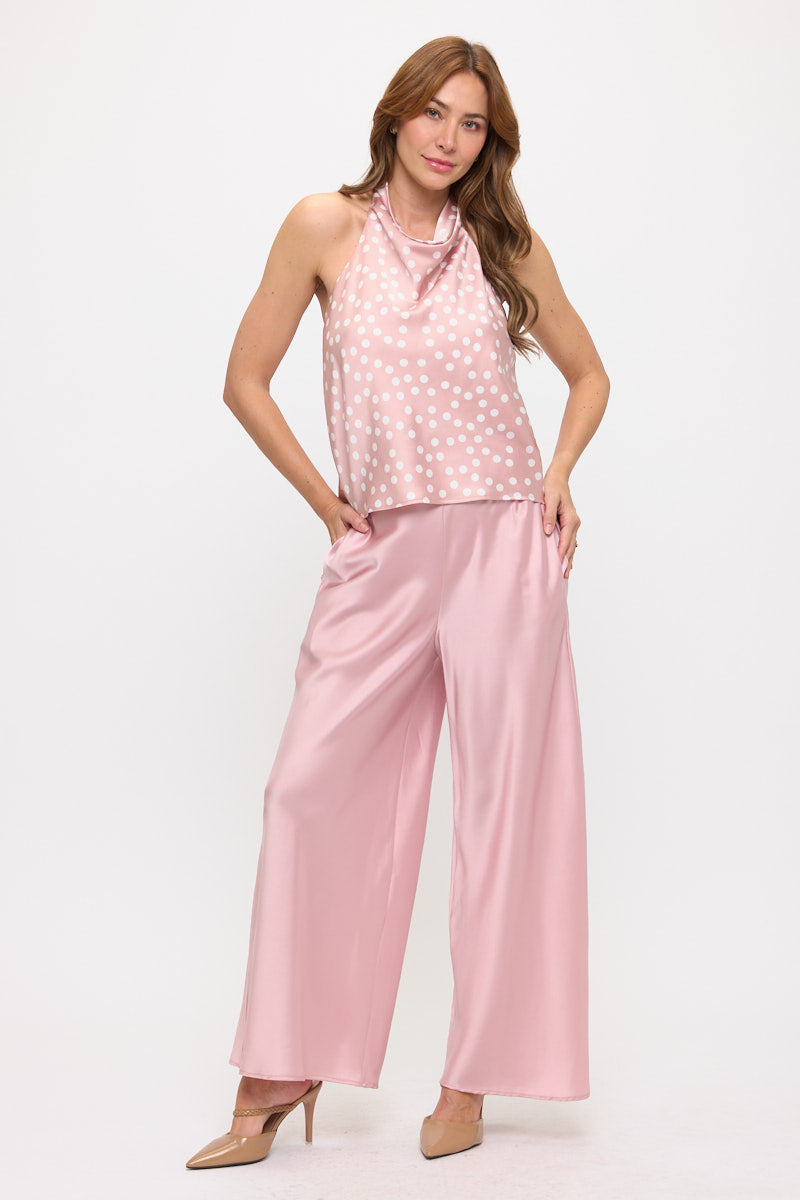 Satin Polka Dot Halter Top