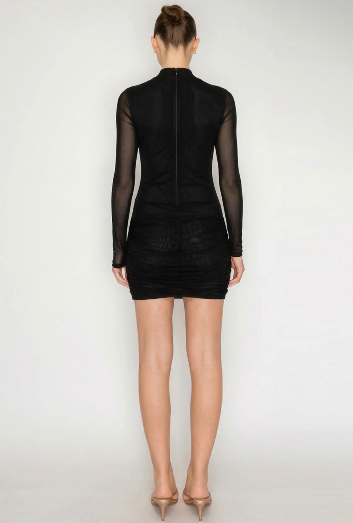 Long Sleeve Mesh Mini Dress
