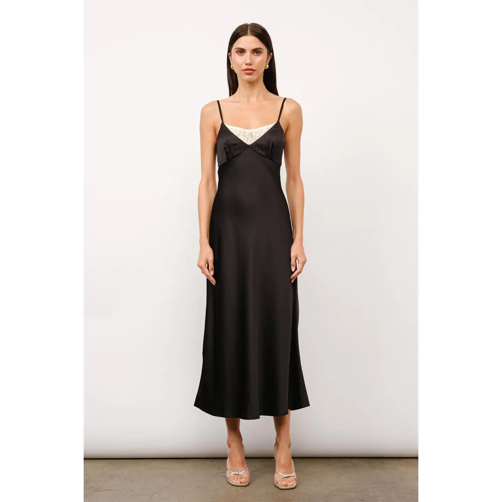 Ruby Lace Detailed Satin Maxi Dress