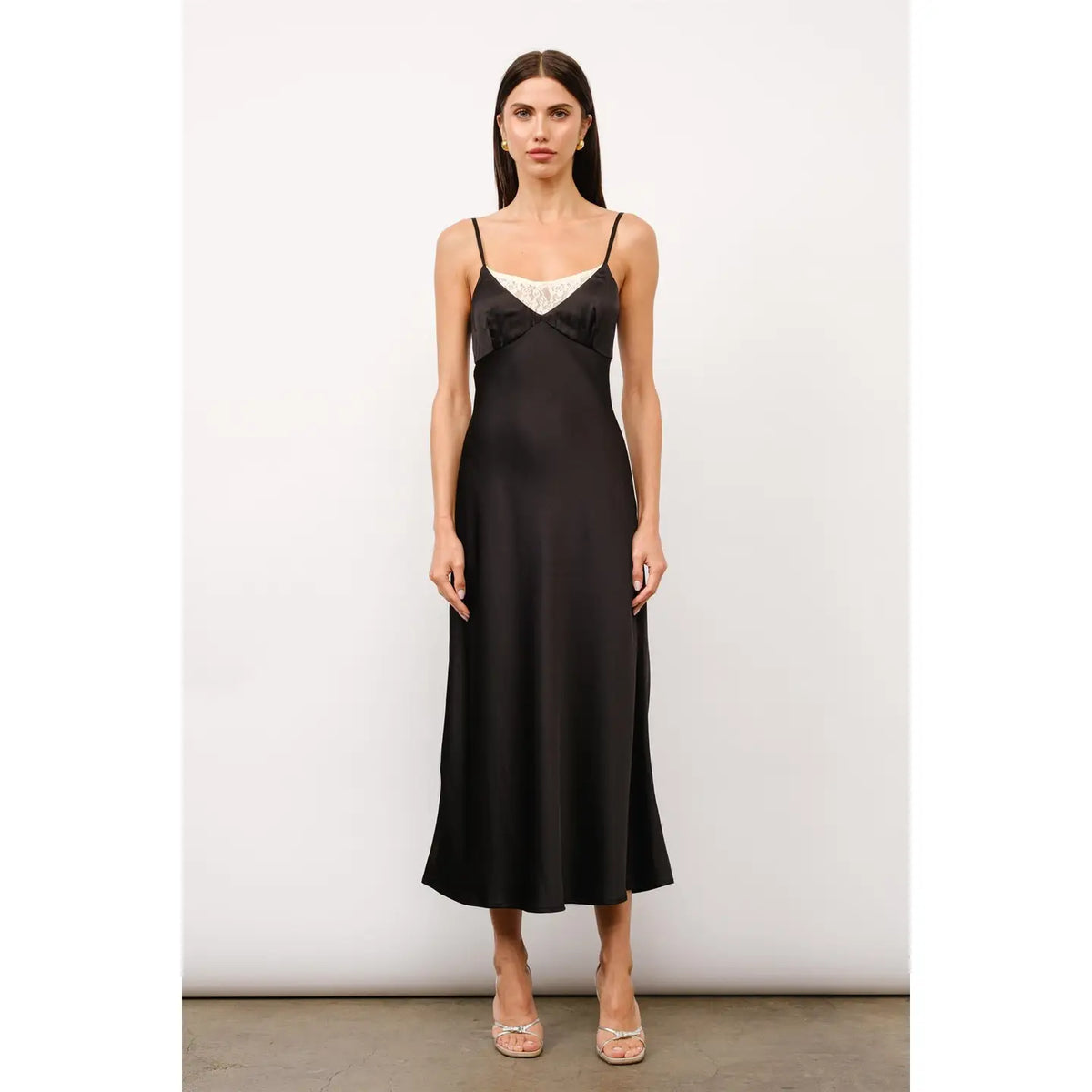 Ruby Lace Detailed Satin Maxi Dress