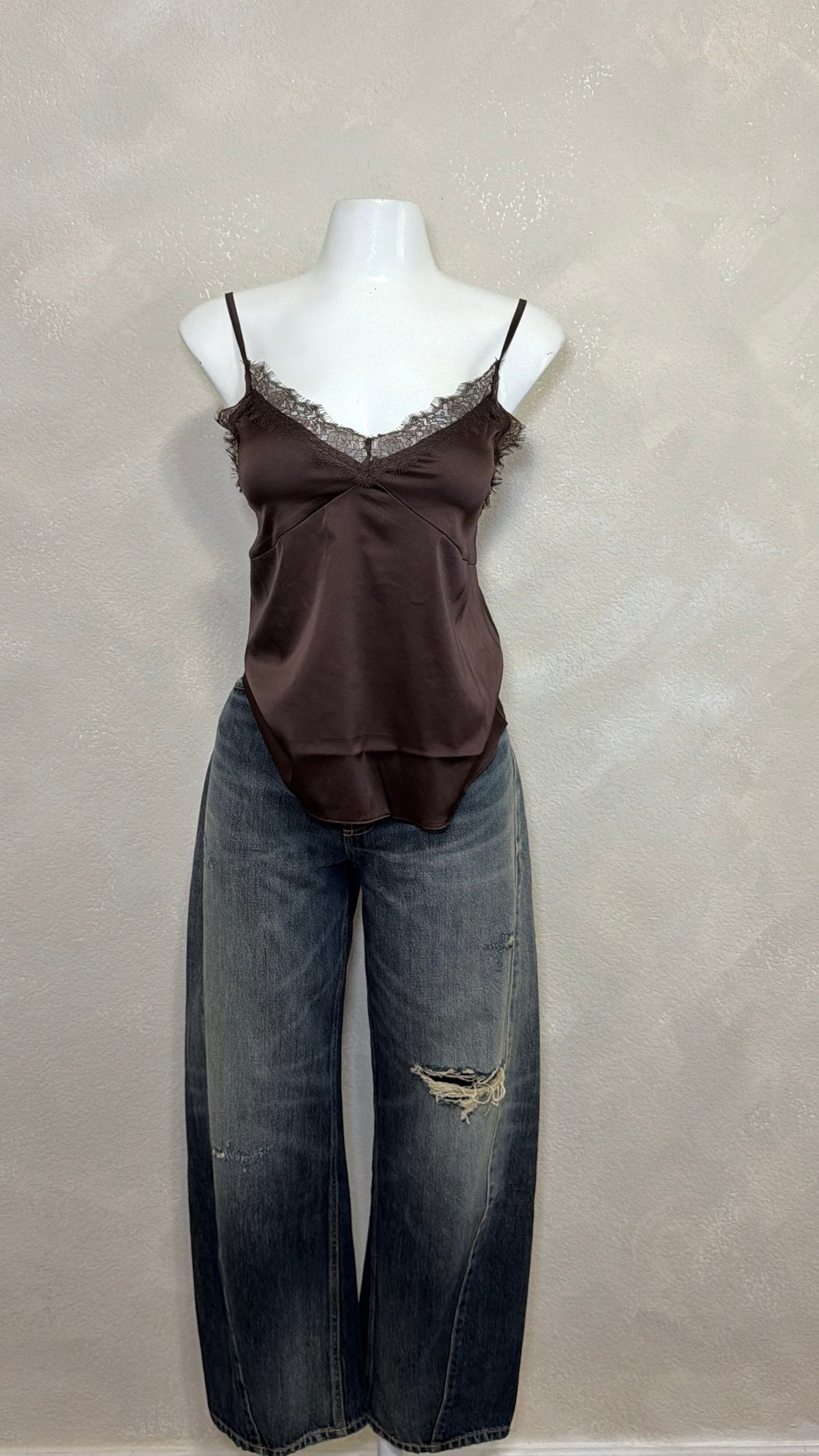 Lace Trim Satin Cami