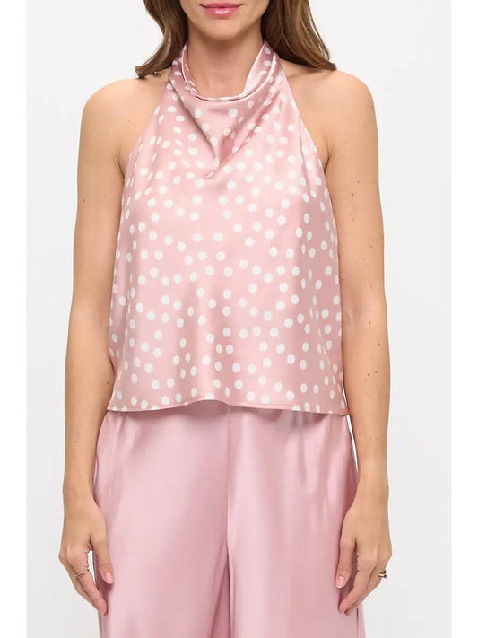 Satin Polka Dot Halter Top