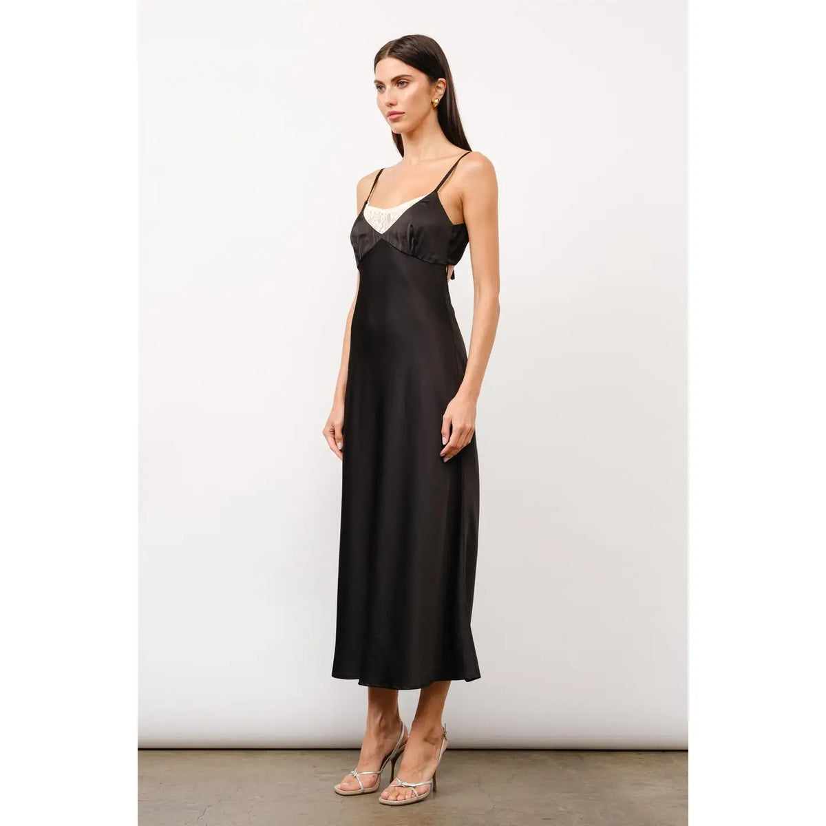 Ruby Lace Detailed Satin Maxi Dress