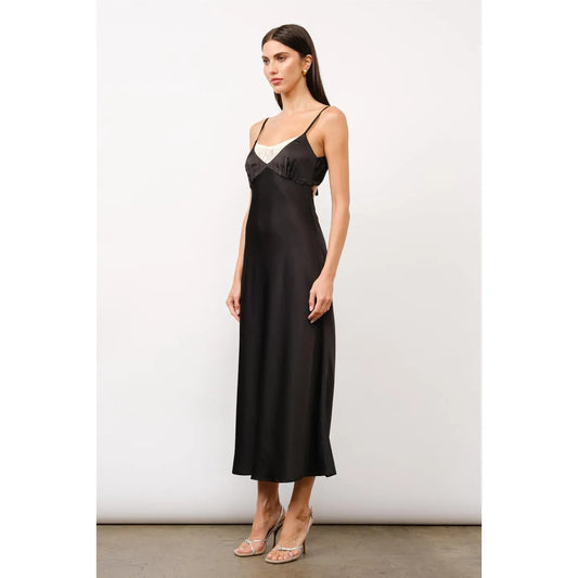 Ruby Lace Detailed Satin Maxi Dress