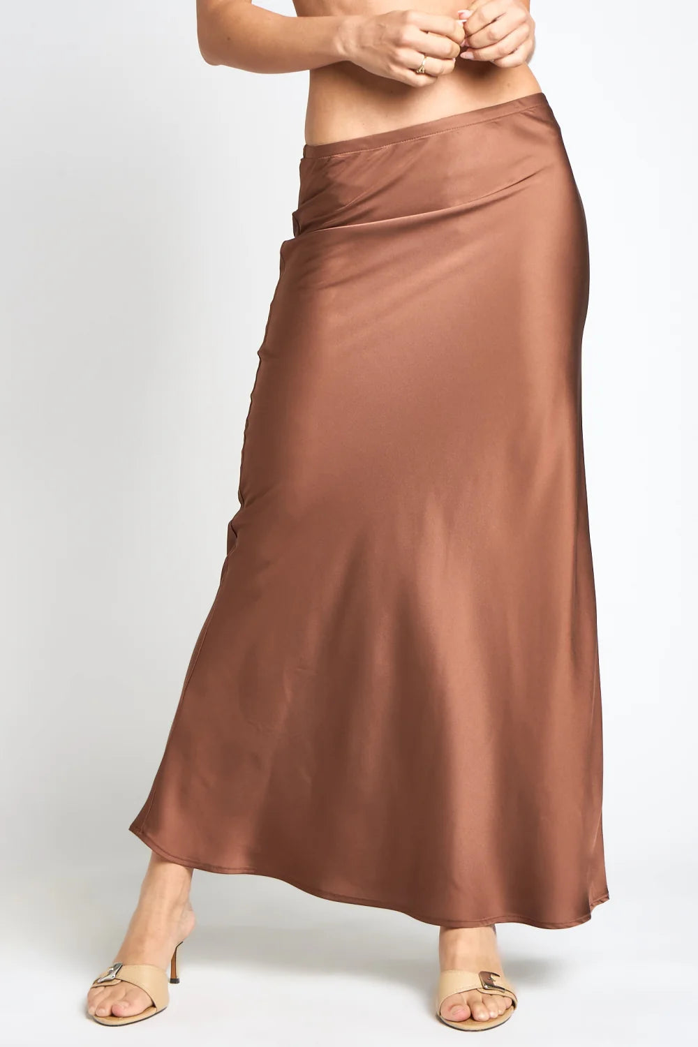 Satin Bias Pull On Maxi Skirt