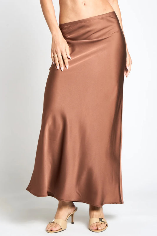 Satin Bias Pull On Maxi Skirt