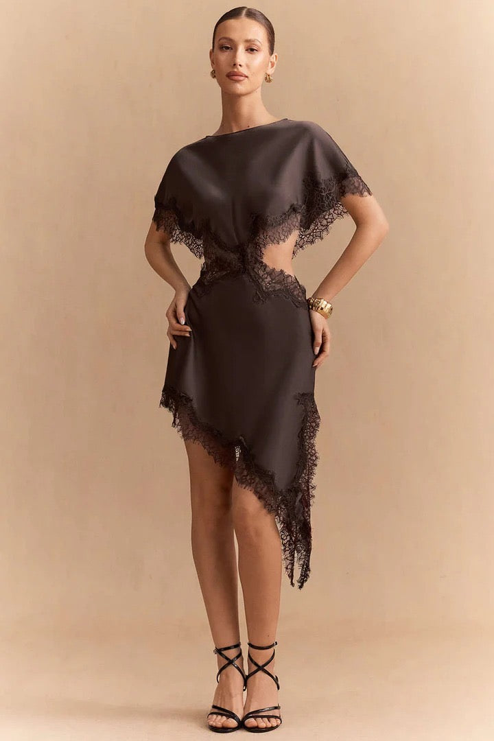 Brown Satin Dress