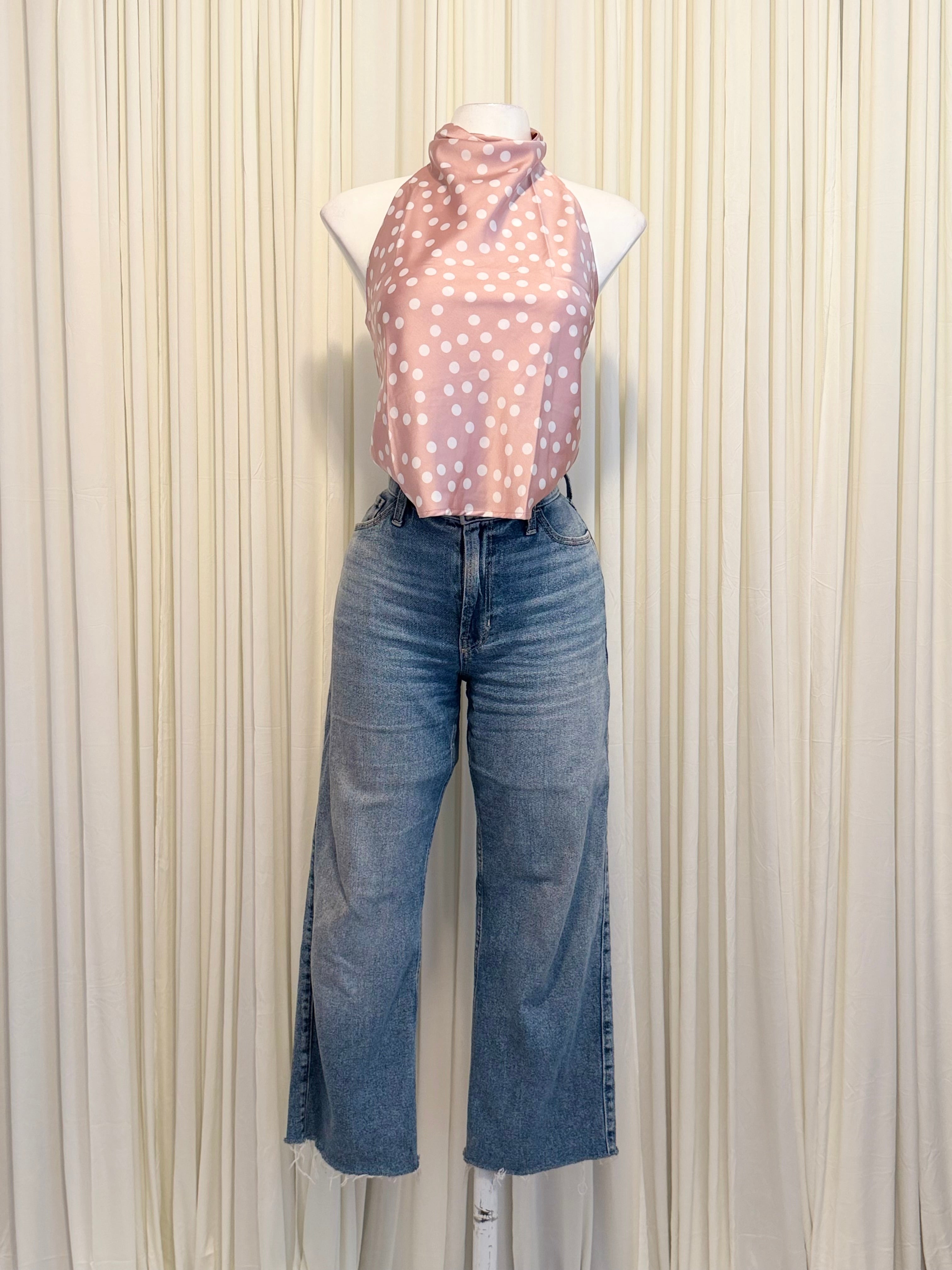 Satin Polka Dot Halter Top